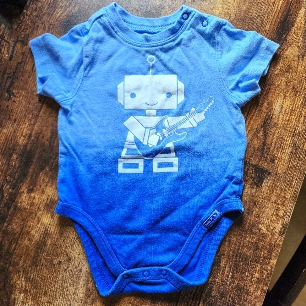 Blue Ombre robot onesie size 0-3mo